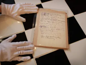 A handwritten lyrics by the famous musician John Lennon.