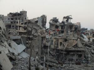 A scene of destruction in Homs, showing the spot where the Amal (hope) hospital used to stand. (Photo courtesy of Syria Deeply) A scene of destruction in Homs, showing the spot where the Amal (hope) hospital used to stand. (Photo courtesy of Syria Deeply)