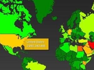 The countries in red are the ones under highest surveillance. (Photo courtesy of The Guardian).