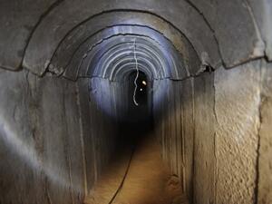 A view of a tunnel reportedly dug by Palestinians beneath the border between the Gaza Strip and Israel and recently uncovered by Israeli troops, on October 13, 2013. (AFP)