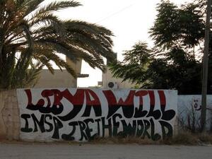 'Libya will inspire the world": Graffiti from Tripoli (courtesy of Sara Fitouri) 'Libya will inspire the world": Graffiti from Tripoli (courtesy of Sara Fitouri)