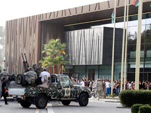 Security breaches to Tripoli's parliament building are starting to become "a norm" in the chaotic post-Gaddafi era (Courtesy of Paul Schemm/AP)