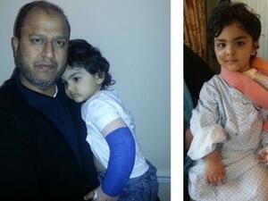 Eisa with his great uncle, Dr. Ebrahim Hayat, in Newport, South Wales, on Wednesday. (AN Photo)