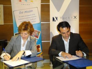 Deema Bibi and Nasif Khoury during the signing