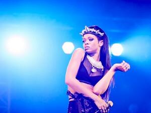 Rihanna onstage in Tel Aviv, where she remained decidedly unpolitical. (Instagram)