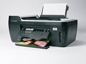 S409 Printer left view with printer output and tray input