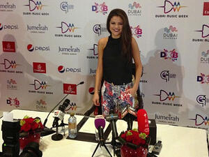 Selena Gomez chats it up, but not about Bieber, at a press conference in Dubai on Thursday. (Image: Facebook)