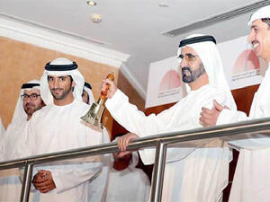 Sheikh Mohammed rings the bell at the Dubai Financial Market on Wednesday. (Image courtesy: WAM news agency) Sheikh Mohammed rings the bell at the Dubai Financial Market on Wednesday. (Image courtesy: WAM news agency)