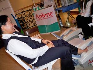 A lady enjoying relaxation while being given useful health information