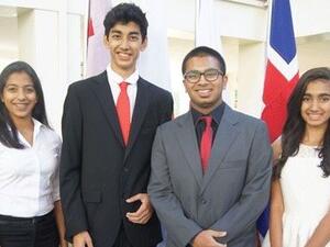 From left: Mitali Mirle, president of general assembly; Farhan Farooqui, deputy secretary general, Abhinav Menon, secretary general, Anvita Achar, deputy secretary general