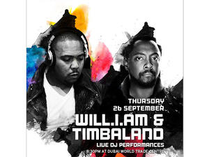 You can now buy tickets to watch Timbaland and will.i.am Live at Dubai Music Week. (Image: Ticketmaster)