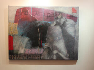 'The artist adds chairs, policemen and darker shapes and colours to portray his own feelings on the uprising.'