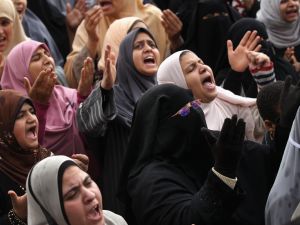 "Our honor is a red line," screamed a protester at the march.  "Our honor is a red line," screamed a protester at the march.