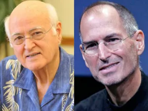 'Steve is my son and I did not intend to abandon him'. John Abdul Fattah Jandali, father of Steve Jobs, born in 1934 in Homs in Syria.(Right) Steve Jobs. Image credit: supplied.