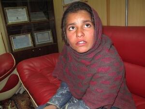 This is the 10-year-old-girl who was rescued by police in Khan Nasheen (Noor Mohammad/AFP)