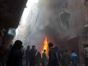 Syrian regime forces launched fresh air raids on Aleppo Sunday (Mohammed Al Khatieb/AFP)