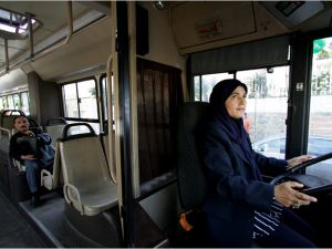 An Algerian woman drives a bus (image used for illustrative purposes)