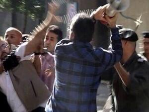 Al-Jadeed TV managed to capture footage of the brawl Tuesday (Courtesy of Naharnet)