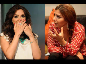 Asala Nasri and Angham can't believe what happened! (Images: Facebook)