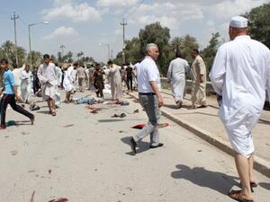 مشهد من موقع  التفجير في بعقوبة