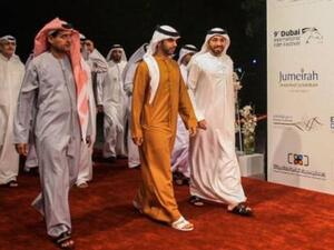 Shaikh Mansour Bin Mohammad Al Maktoum with Abdul Hamid Juma, Diff Chairman, at the closing ceremony (Photo: Ahmed Ramzan / Gulf News)