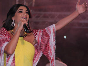 Such an honor: Dina Hayek performs in Jerash (Image: Facebook/Photographer David al-Nimry)