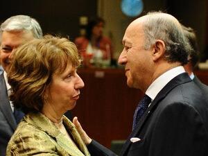 وزيرا خارجية فرنسا لوران فابيوس والاتحاد الاوروبي كاثرين اشتون