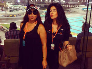 Fifi and her daughter Hanadi at the F1 Grand Prix in Abu Dhabi. (Image: Facebook)
