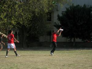 One of the Ultimate Frisbee team shows off his skills in being in the right place at the right time (Photo: Ultimate Frisbee Egypt)