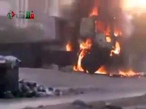 نيران تشتعل في مدينة حماة السورية
