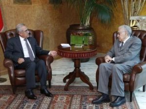 الابراهيمي خلال لقائه الرئيس اللبناني ميشال سليمان في بيروت الاربعاء