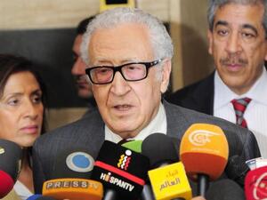 الابراهيمي يتحدث للصحفيين في دمشق الثلاثاء