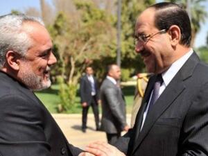 رئيس الوزراء العراقي نوري المالكي مستقبلا محمد رضا رحيمي النائب الاول للرئيس الايراني محمود احمدي نجاد
