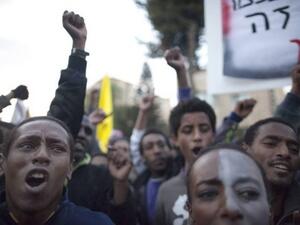 Ethiopian Jews in Israel protest against racism on January 18 in Tel Aviv.