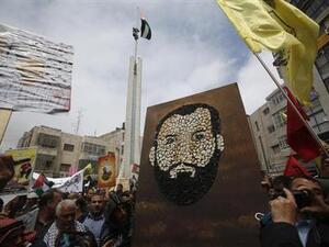 Protestors marched earlier this year in solidarity with Issawi who was on hunger strike for 266 days (File Archive/AFP)