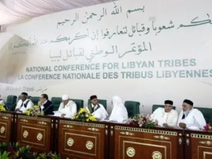 من اجتماع المؤتمر الوطني لقبائل ليبيا الوالي للقذافي في طرابلس
