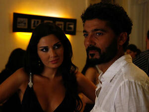Cyrine Abdelnour in a scene with Khaled Al Nabawi from their film "The Traveller." (Image: YouTube still)