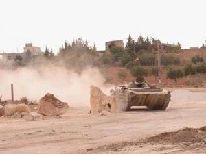دبابة للجيش السوري في خان العسال قرب حلب