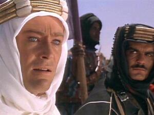 Peter O'Toole and Omar Sharif star in Lawrence of Arabia