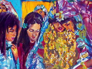 Najla Shawket Fitouri is a Libyan artist displaying some of her works in "The Libyan" exhibition  
