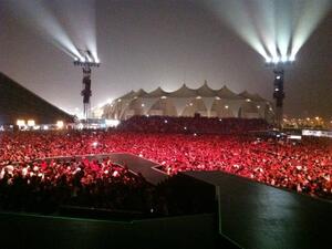 US pop icon Madonna hit the stage running at Abu Dhabi's Yas Island Stadium in her first-ever concert in the Gulf.