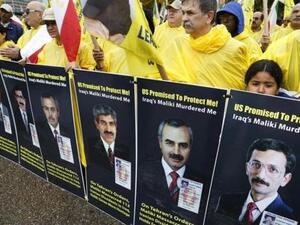 انصار مجاهدي خلق في احتجاج ضد رئيس الوزراء العراقي في واشنطن
