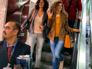 Myriam Fares descends upon her fans in the Casablanca airport. (Image: Instagram)