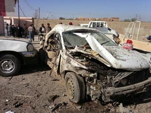 موقع التفجير في مركز امني في مدينة الرمادي العراقية