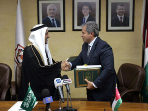 Jordan's then-Planning Minister Jafar Hassan signed a deal with the Saudi Fund for Development in February 2013 for development-related projects (Courtesy of the Jordan Times) Jordan's then-Planning Minister Jafar Hassan signed a deal with the Saudi Fund for Development in February 2013 for development-related projects (Courtesy of the Jordan Times)