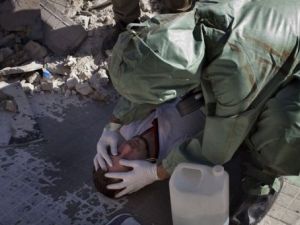 تدريب على التعامل مع الاسلحة الكيميائية في حلب
