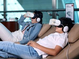 Emirates trials innovative headsets in its Dubai airport lounges.