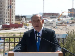 Israeli Prime Minister Benjamin Netanyahu gives a statement to the press during his visit in Har Homa, an Israeli settlement neighbourhood of annexed east Jerusalem. (AFP/File)