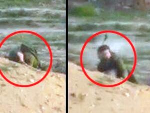 لحظة اصابة ضابط اسرائيلي برصاص قناص من غزة