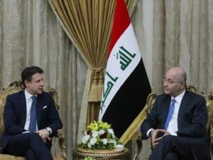 الرئيس العراقي برهم صالح (يمين) يلتقي رئيس الوزراء الإيطالي جوزيبي كونتي في بغداد 
